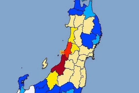 Vị trí xảy ra động đất. (Nguồn: Japan Meteorological Agency) 