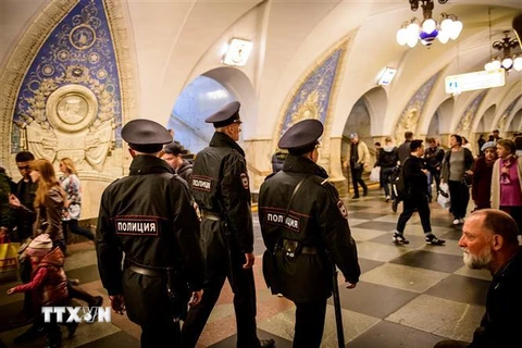 Cảnh sát Nga tuần tra tại thủ đô Moskva. (Nguồn: AFP/TTXVN) 