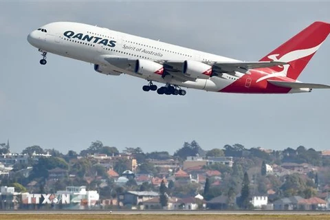 Máy bay Airbus A380 của hãng hàng không Qantas. (Nguồn: AFP/TTXVN) 