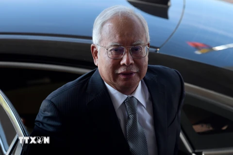Cựu Thủ tướng Malaysia Najib Razak tới tòa án ở Kuala Lumpur ngày 15/4/2019. (Nguồn: AFP/TTXVN) 
