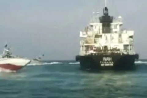 Tàu chở dầu MT Riah trong một video được công bố trên truyền hình nhà nước Iran. (Nguồn: PressTV) 