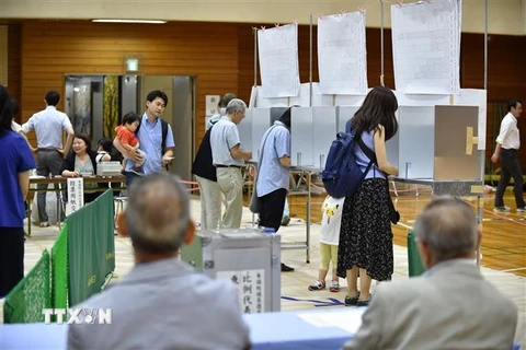 Cử tri bỏ phiếu bầu cử Thượng viện tại Tokyo, Nhật Bản ngày 21/7/2019. (Nguồn: AFP/TTXVN) 