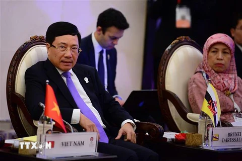 Phó Thủ tướng, Bộ trưởng Ngoại giao Phạm Bình Minh tại cuộc gặp. (Ảnh: Ngọc Quang/TTXVN) 
