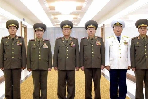 Phái đoàn quân sự Triều Tiên do ông Kim Su-gil dẫn đầu. (thứ 3 từ trái). (Nguồn: Yonhap) 