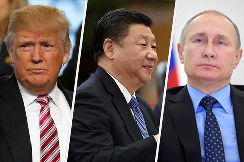 Tổng thống Mỹ Donald Trump, Chủ tịch Trung Quốc Tập Cận Bình và Tổng thống Nga Vladimir Putin. (Nguồn: news.abs-cbn.com) 
