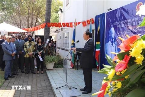 Đại sứ Việt Nam tại Nam Phi Vũ Văn Dũng phát biểu tại buổi lễ. (Ảnh: Phi Hùng/TTXVN) 