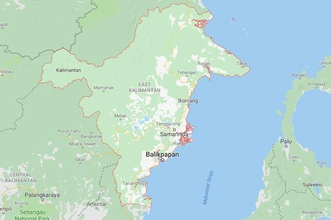 Thủ đô của Indonesia chuyển đến tỉnh Đông Kalimantan trên đảo Borneo. (Nguồn: Google Maps) 