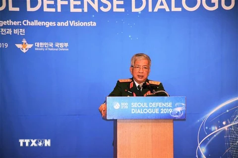 Thượng tướng Nguyễn Chí Vịnh phát biểu tại Đối thoại. (Nguồn: TTXVN) 
