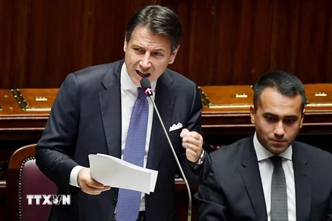 Thủ tướng Italy Giuseppe Conte phát biểu tại phiên họp Hạ viện ở Rome, Italy, ngày 9/9. (Nguồn: AFP/TTXVN) 