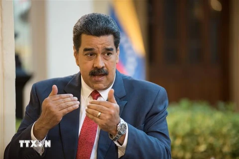 Tổng thống Venezuela Nicolas Maduro tại cuộc họp báo ở Caracas. (Nguồn: THX/TTXVN) 