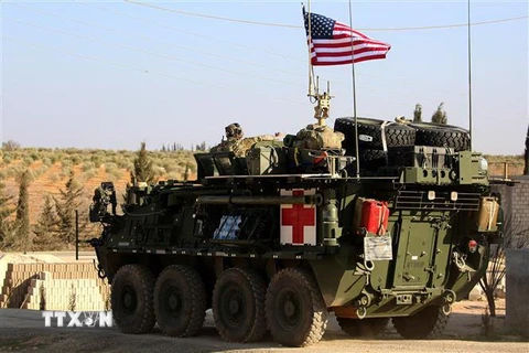 Binh sỹ Mỹ được triển khai tại làng Yalanli, ngoại ô thành phố Manbij, Syria, ngày 5/3/2017. (Nguồn: AFP/TTXVN) 