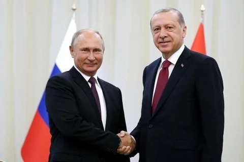 Tổng thống Nga Vladimir Putin và người đồng cấp Thổ Nhĩ Kỳ Recep Tayyip Erdogan. (Nguồn: dailysabah.com) 