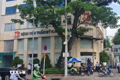 Bệnh viện thẩm mỹ Kangnam tại địa chỉ 84A, đường Bà Huyện Thanh Quan, quận 3, Thành phố Hồ Chí Minh. (Ảnh: Đinh Hằng/TTXVN) 