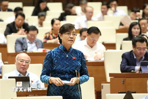 Đại biểu Quốc hội Thành phố Hồ Chí Minh Nguyễn Thị Quyết Tâm phát biểu ý kiến. (Ảnh: Văn Điệp/TTXVN) 