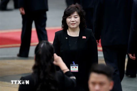 Thứ trưởng Ngoại giao Triều Tiên Choe Son-hui trong chuyến tháp tùng nhà lãnh đạo Kim Jong-un tới Hội nghị thượng đỉnh Mỹ-Triều ở Hà Nội ngày 1/3/2019. (Nguồn: AFP/TTXVN) 