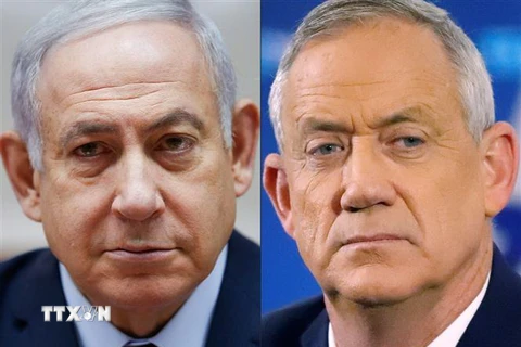 Thủ tướng Israel Benjamin Netanyahu (trái) và lãnh đạo đảng Xanh Trắng Benny Gantz. (Nguồn: AFP/TTXVN) 