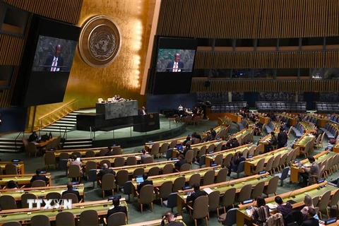 Một phiên họp của Đại hội đồng Liên hợp quốc ở New York, Mỹ. (Nguồn: AFP/TTXVN) 