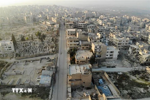 Quang cảnh thị trấn Maaret Al-Numan ở tỉnh Idlib, Tây Bắc Syria ngày 23/12/2019. (Nguồn: AFP/TTXVN) 