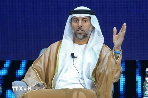Bộ trưởng Năng lượng Các Tiểu Vương quốc Arab thống nhất (UAE), ông Suhail Al Mazrouei, phát biểu tại hội nghị ở Abu Dhabi ngày 11/1. (Nguồn: AFP/TTXVN) 