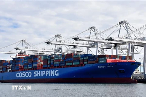 Hàng hóa Trung Quốc tại cảng Long Beach, bang California, Mỹ. (Nguồn: THX/TTXVN) 