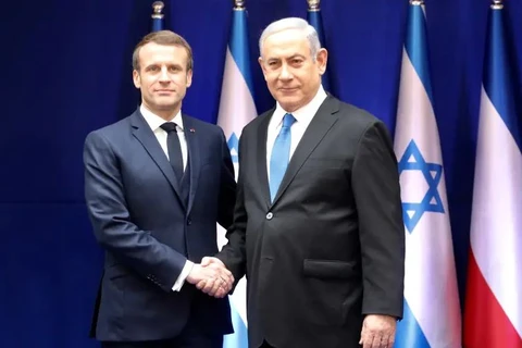 Tổng thống Pháp Emmanuel Macron và Thủ tướng Israel Benjamin Netanyahu. (Nguồn: jpost.com) 