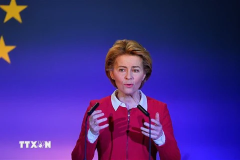 Chủ tịch Ủy ban châu Âu Ursula von der Leyen phát biểu tại cuộc họp báo ở Brussels, Bỉ ngày 31/1/2020. (Nguồn: AFP/TTXVN) 
