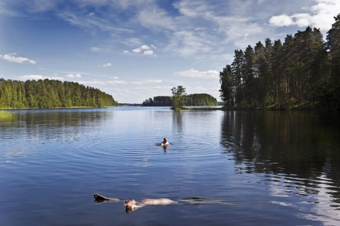 Người dân bơi trong một hồ nước ở Punkaharju, Phần Lan. (Nguồn: Getty Images) 