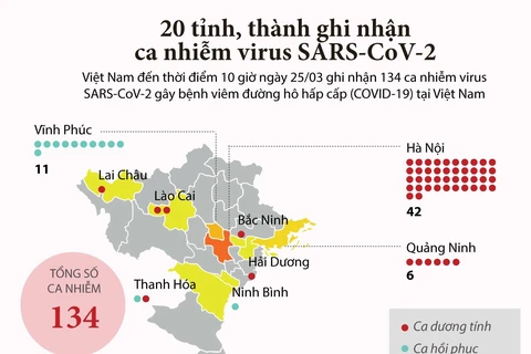 [Infographics] COVID-19 xuất hiện tại 20 tỉnh, thành phố của Việt Nam