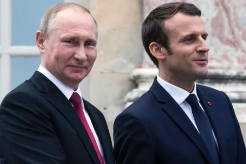 Tổng thống Nga Vladimir Putin và người đồng cấp Pháp Emmanuel Macron. (Nguồn: AFP/Getty Images) 