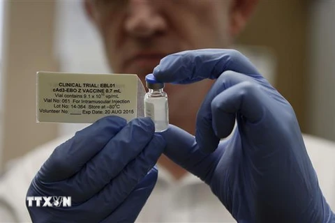 Nghiên cứu viên của Viện Jenner thuộc Đại học Oxford (Anh) giới thiệu loại vắcxin phòng dịch COVID-19 chuẩn bị được thử nghiệm trên người. (Nguồn: Getty Images/TTXVN PrevNext) 