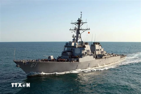 Tàu khu trục USS Ramage của Hải quân Mỹ. (Nguồn: AFP/TTXVN) 