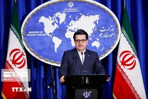 Người phát ngôn Bộ Ngoại giao Iran Abbas Mousavi trong cuộc họp báo tại Tehran. (Nguồn: IRNA/TTXVN) 