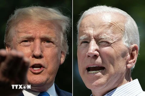 Tổng thống Mỹ Donald Trump (trái) và ứng viên tranh cử Tổng thống của đảng Dân chủ, cựu Phó Tổng thống Joe Biden. (Nguồn: AFP/TTXVN) 