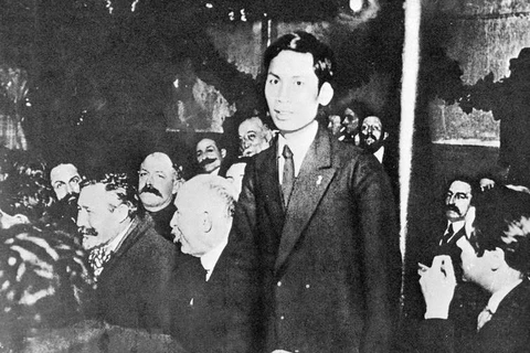Chàng thanh niên yêu nước Nguyễn Ái Quốc (tên của Chủ tịch Hồ Chí Minh trong thời gian hoạt động cách mạng ở Pháp) trở thành một trong những người sáng lập Đảng Cộng sản Pháp, và cũng là người Cộng sản đầu tiên của dân tộc Việt Nam. (Nguồn: Tư liệu/TTXVN)