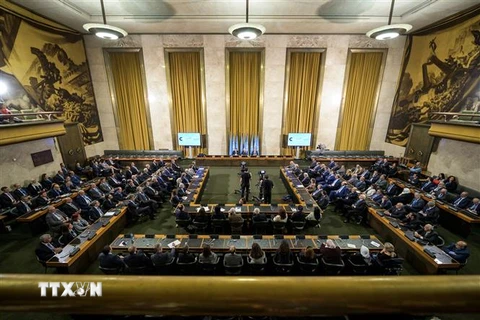 Toàn cảnh cuộc họp các thành viên Ủy ban Hiến pháp Syria tại Geneva, Thụy Sĩ, ngày 30/10/2019. (Nguồn: AFP/TTXVN) 