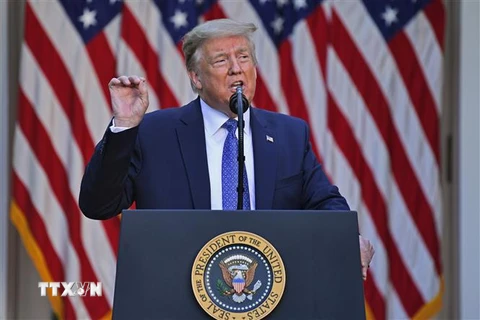 Tổng thống Mỹ Donald Trump tại cuộc họp báo ở Washington, DC. (Nguồn: AFP/TTXVN) 