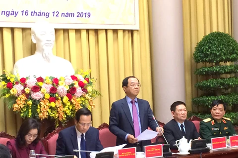 Chủ nhiệm Văn phòng Chủ tịch nước Đào Việt Trung công bố Lệnh của Chủ tịch nước tại họp báo. (Nguồn: baochinhphu.vn) 