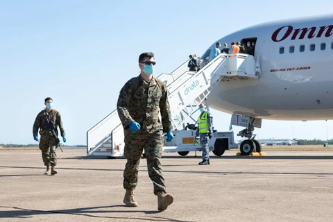Các binh sỹ Mỹ đã tới Bắc Australia vài ngày trước và nhập cảnh qua khu vực quân sự tại sân bay Darwin. (Nguồn: abc.net.au) 