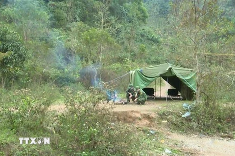 Lán dã chiến của đồn Biên phòng Tân Thanh, tỉnh Lạng Sơn được dựng lên hồi tháng Hai. (Ảnh: Quang Duy/TTXVN) 