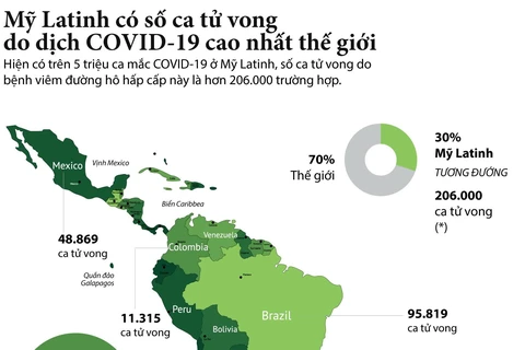 [Infographics] Hơn 206.000 người ở Mỹ Latinh tử vong vì COVID-19