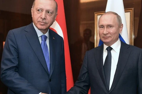 Tổng thống Nga Vladimir Putin và người đồng cấp Thổ Nhĩ Kỳ Tayyip Erdogan. (Nguồn: Reuters) 
