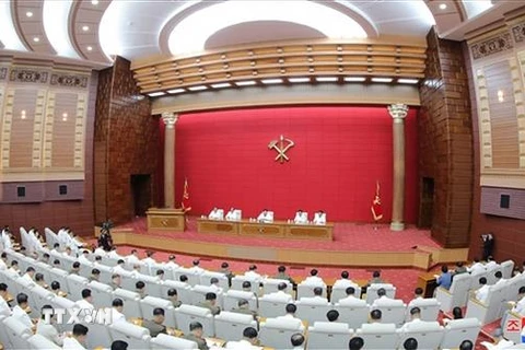 Toàn cảnh phiên họp toàn thể lần thứ 6 Ủy ban Trung ương Đảng Lao động Triều Tiên tại Bình Nhưỡng ngày 19/8/2020. (Nguồn: YONHAP/TTXVN) 