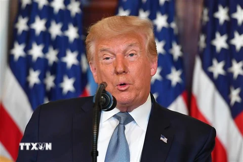Tổng thống Mỹ Donald Trump phát biểu tại Nhà Trắng ở Washington, DC, Mỹ, ngày 18/8/2020. (Nguồn: AFP/TTXVN) 