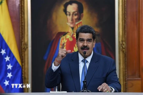 Tổng thống Venezuela Nicolas Maduro tại cuộc họp báo ở Caracas ngày 14/2/2020. (Nguồn: AFP/TTXVN) 