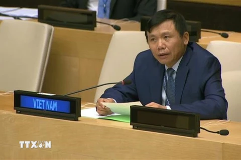 Đại sứ Đặng Đình Quý, Trưởng phái đoàn đại diện thường trực Việt Nam tại Liên hợp quốc. (Ảnh: Hữu Thanh/TTXVN) 