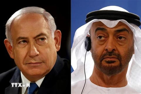 Thủ tướng Israel Benjamin Netanyahu (trái) và Thái tử Abu Dhabi Mohammed Bin Zayed. (Nguồn: AFP/TTXVN) 