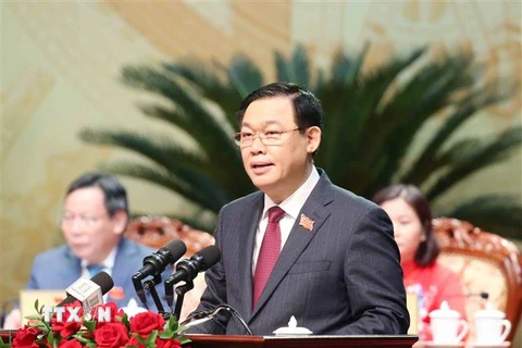 Ông Vương Đình Huệ, Ủy viên Bộ Chính trị, Bí thư Thành ủy Hà Nội. (Ảnh: Phương Hoa/TTXVN) 