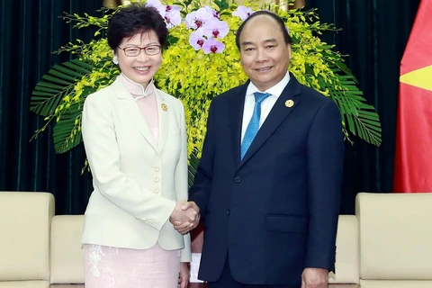 Thủ tướng Nguyễn Xuân Phúc tiếp bà Lâm Trịnh Nguyệt Nga, Trưởng Đặc khu hành chính Hong Kong hồi năm 2017. (Nguồn: TTXVN) 