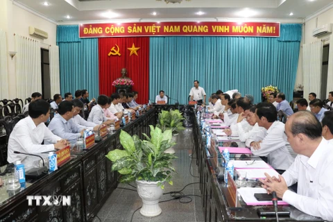 Hình ảnh Đoàn công tác TTXVN làm việc tại tỉnh Bến Tre