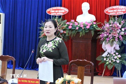 Bà Trương Thị Ngọc Ánh, Phó chủ tịch Ủy ban Trung ương Mặt trận tổ quốc Việt Nam. (Ảnh: Thanh Sang/TTXVN) 